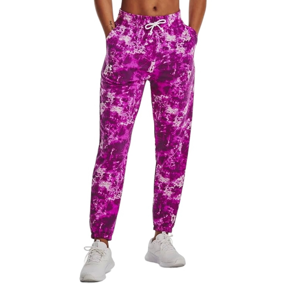 Under Armour UA Rival Terry Print Joggers Pink and purple Women’s Small NWT